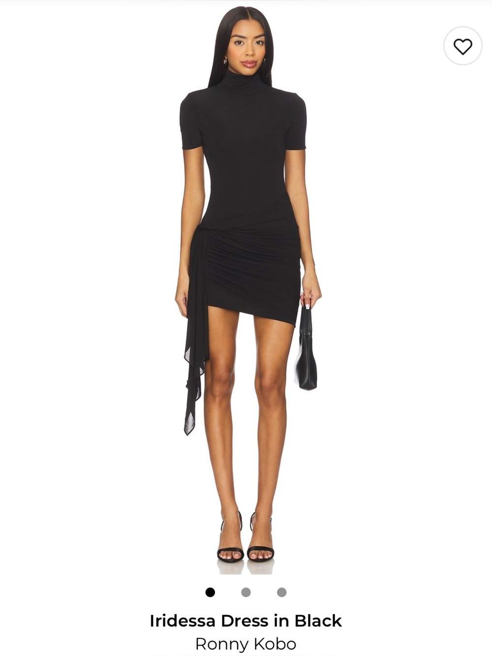 Ronny Kobo Collection Black Turtleneck Draped Mini Dress